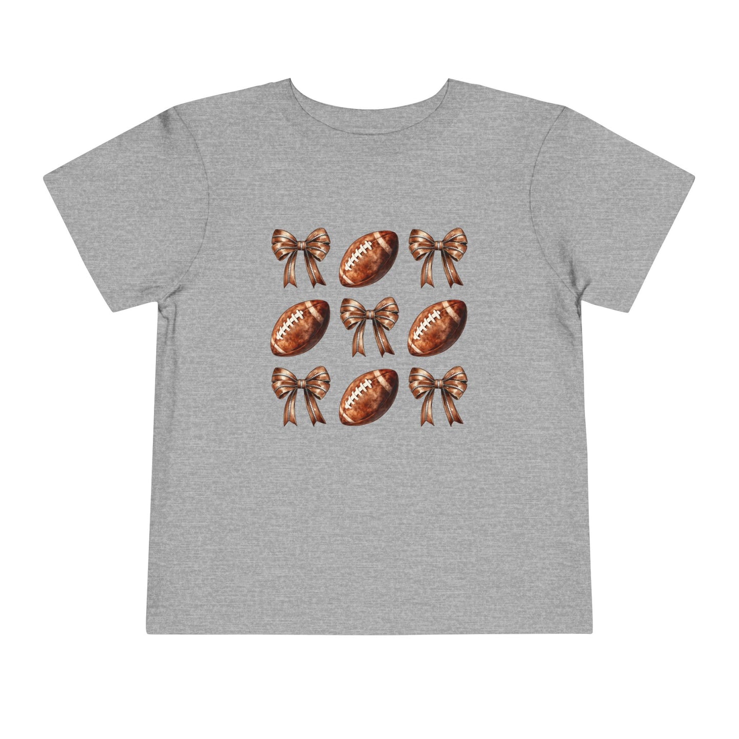 Toddler Tee — Footballs & Bows Pattern (BELLA +CANVAS)