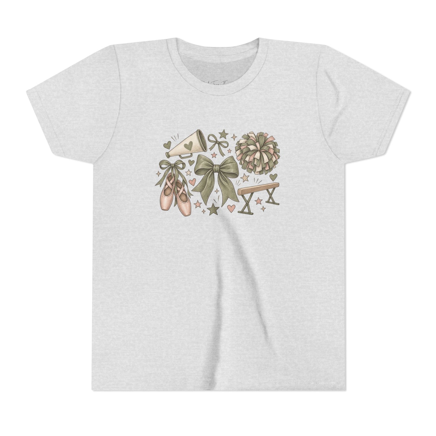 Ballet Floral Youth Tee — Pink Ballet Slippers & Bow Dance Shirt