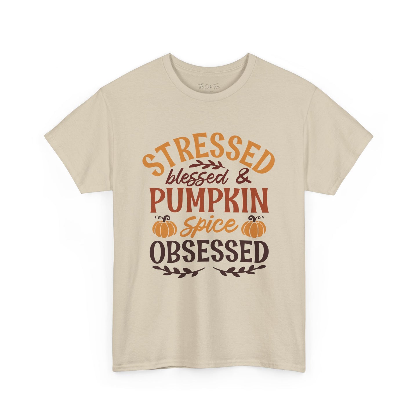 Stressed Blessed & Pumpkin Spice Obsessed Unisex Heavy Cotton Tee