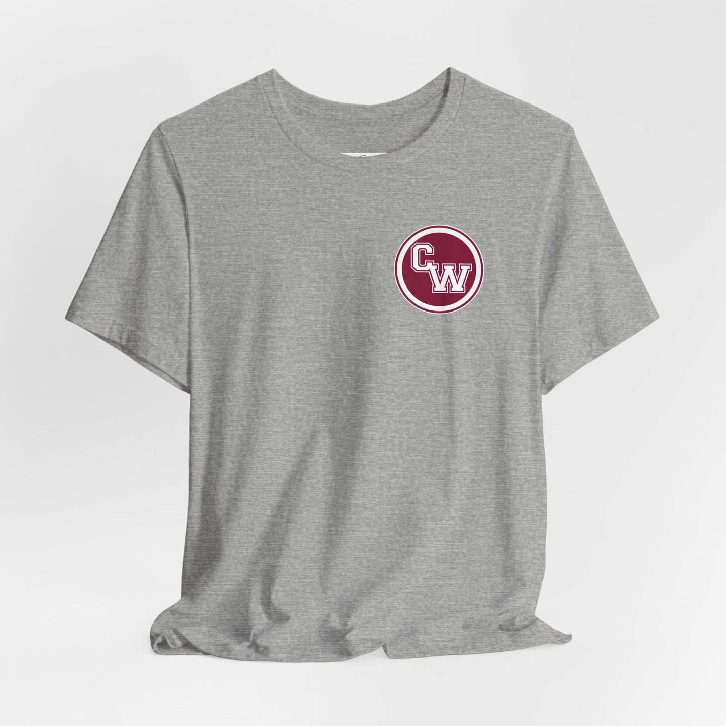 CW Circle Logo T‑Shirt – Maroon Chest Emblem Tee