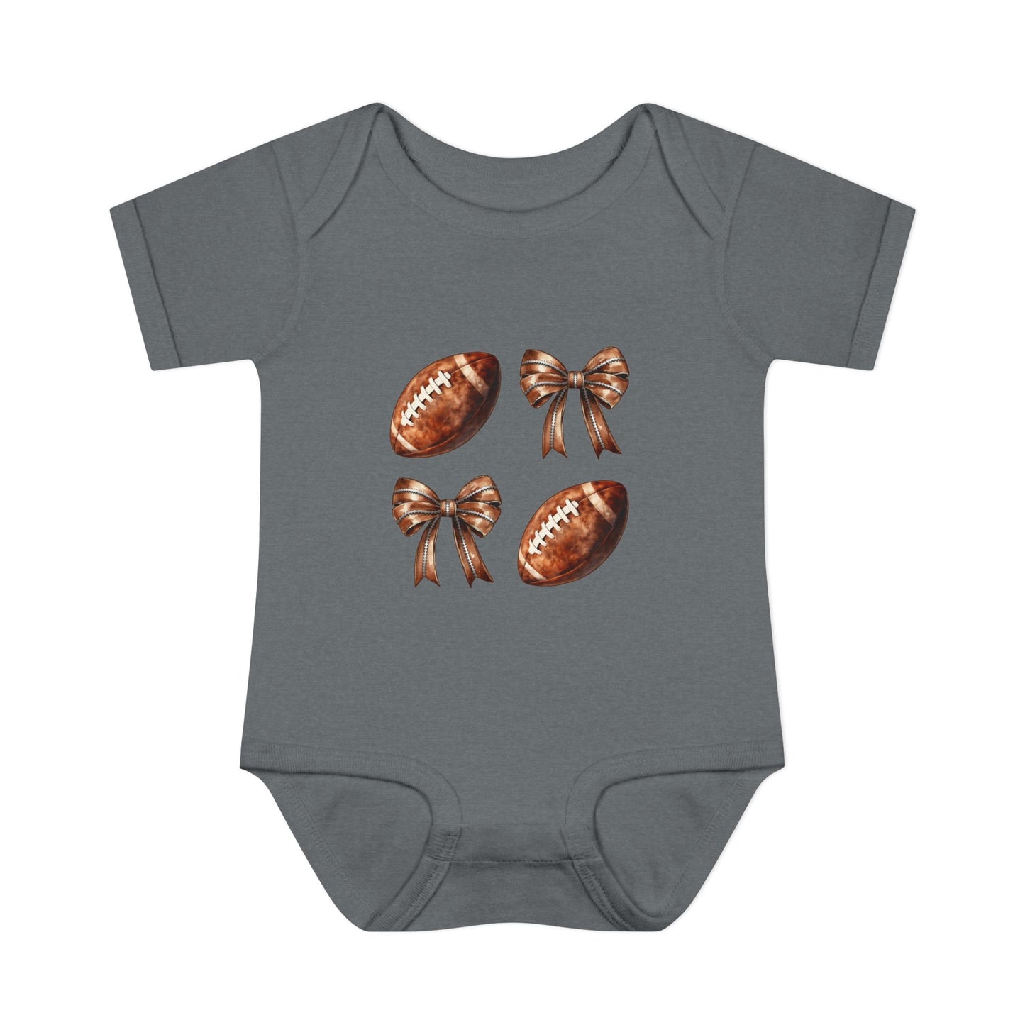 Baby Bodysuit — Football & Bow Pattern Infant Onesie (Cute Game Day Outfit)