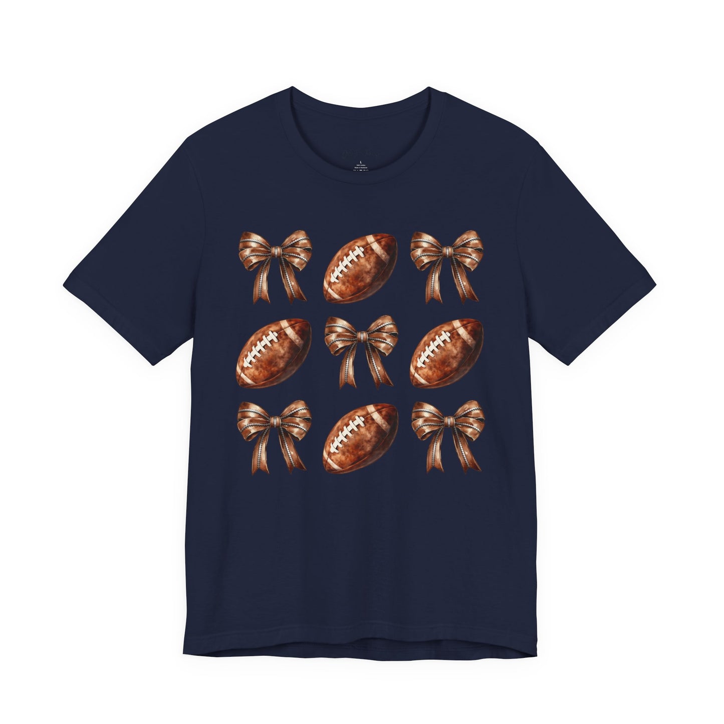 Football & Bows Tee — Cute Game Day Shirt for Fans & Moms