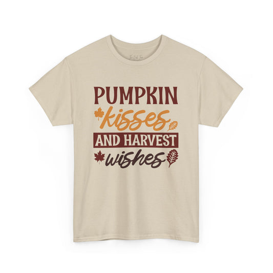 Pumpkin Kisses and Harvest Wishes Unisex Heavy Cotton Tee