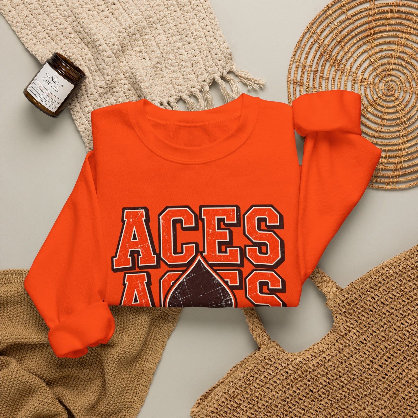 Amanda-Clearcreek Aces Stacked Crewneck Sweatshirt