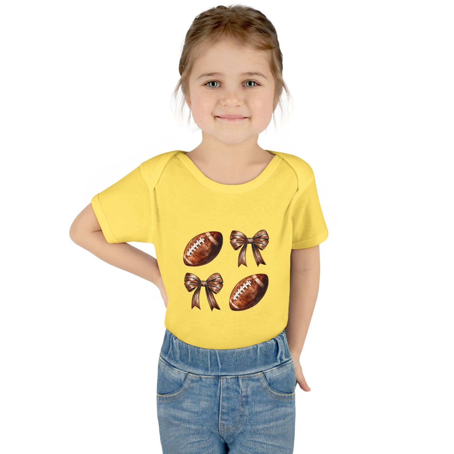 Baby Bodysuit — Football & Bow Pattern Infant Onesie (Cute Game Day Outfit)