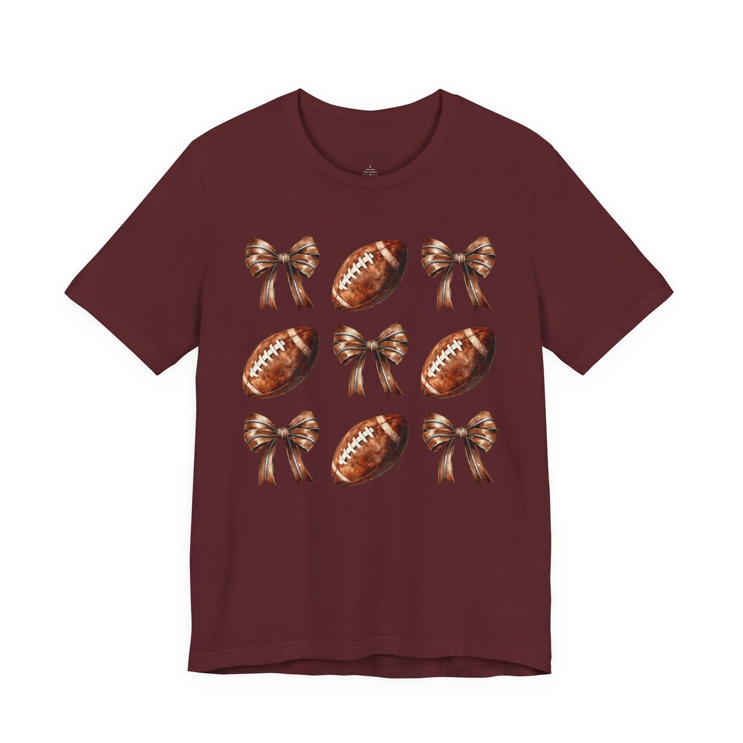 Football & Bows Tee — Cute Game Day Shirt for Fans & Moms