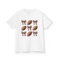 Kids Football & Bows T‑Shirt — Cute Gridiron Pattern for Girls, Youth Game Day Tee
