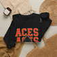 Amanda-Clearcreek Aces Stacked Crewneck Sweatshirt