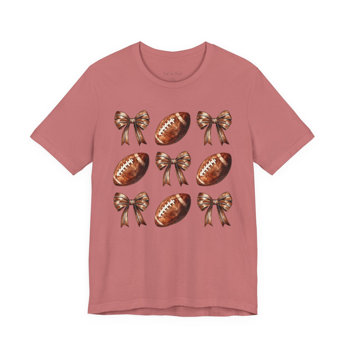 Football & Bows Tee — Cute Game Day Shirt for Fans & Moms