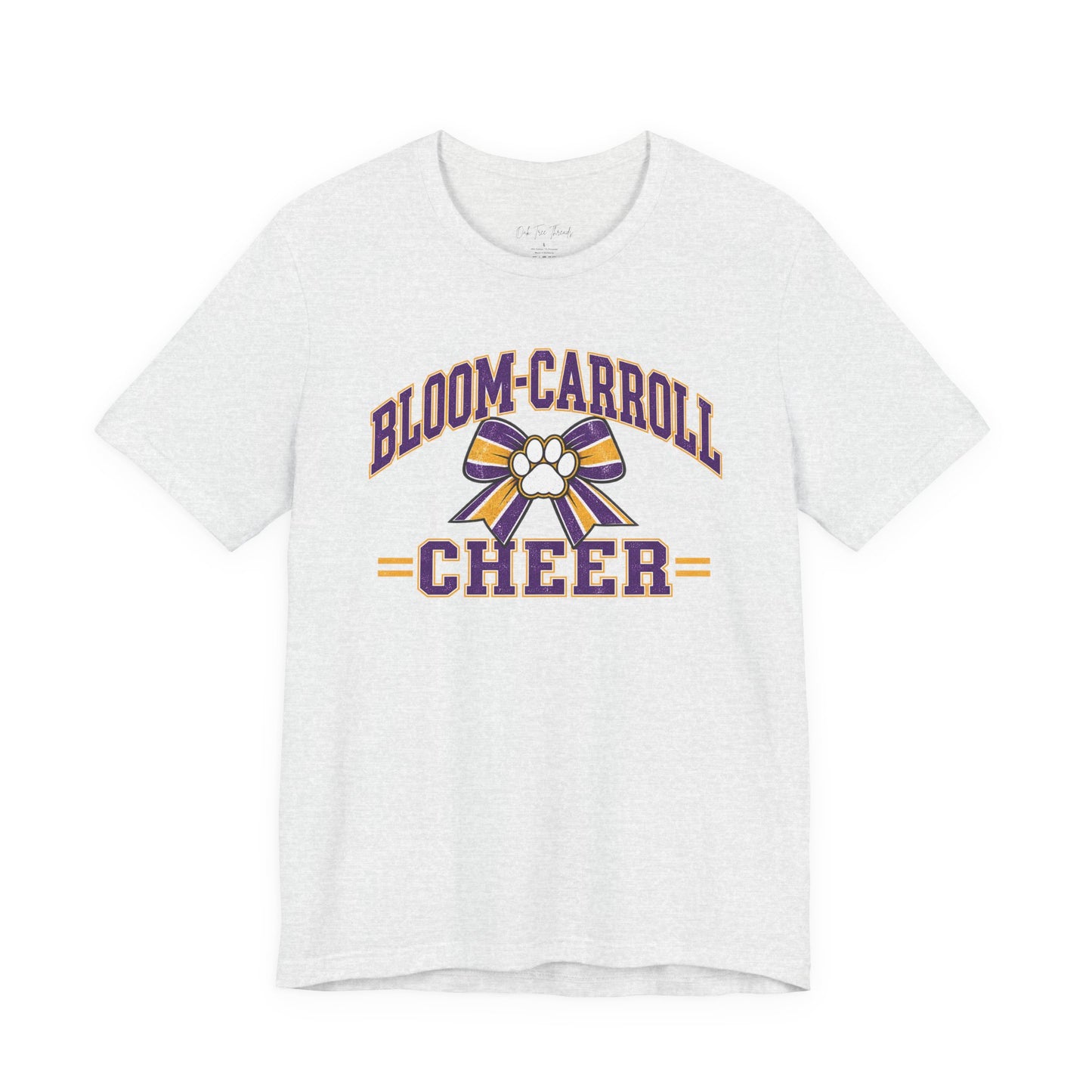 Bloom-Carroll Cheer T-Shirt — Purple & Gold Bow Spirit Tee