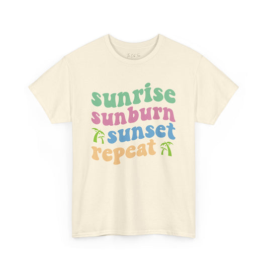 Sunrise Sunburn Sunset Repeat Unisex Heavy Cotton Tee