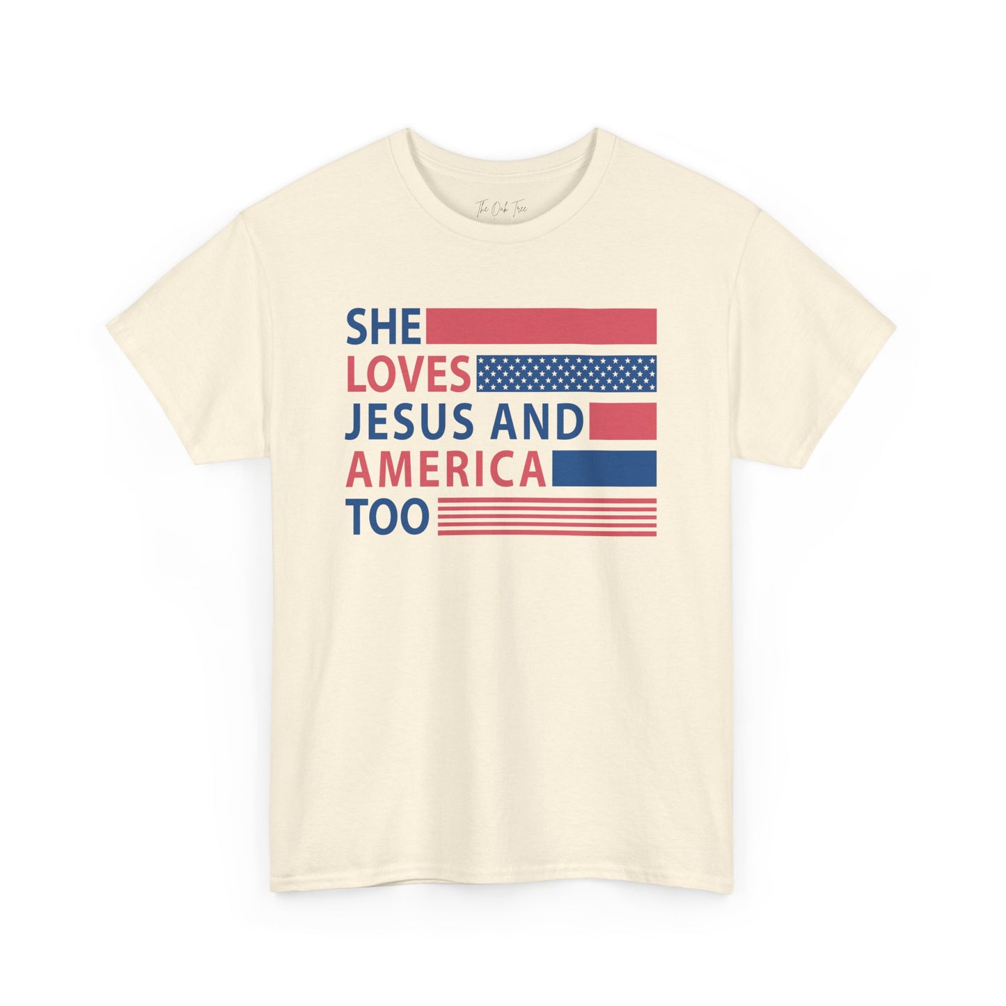 She Loves Jesus & America Too Unisex Jersey Short Sleeve Tee
