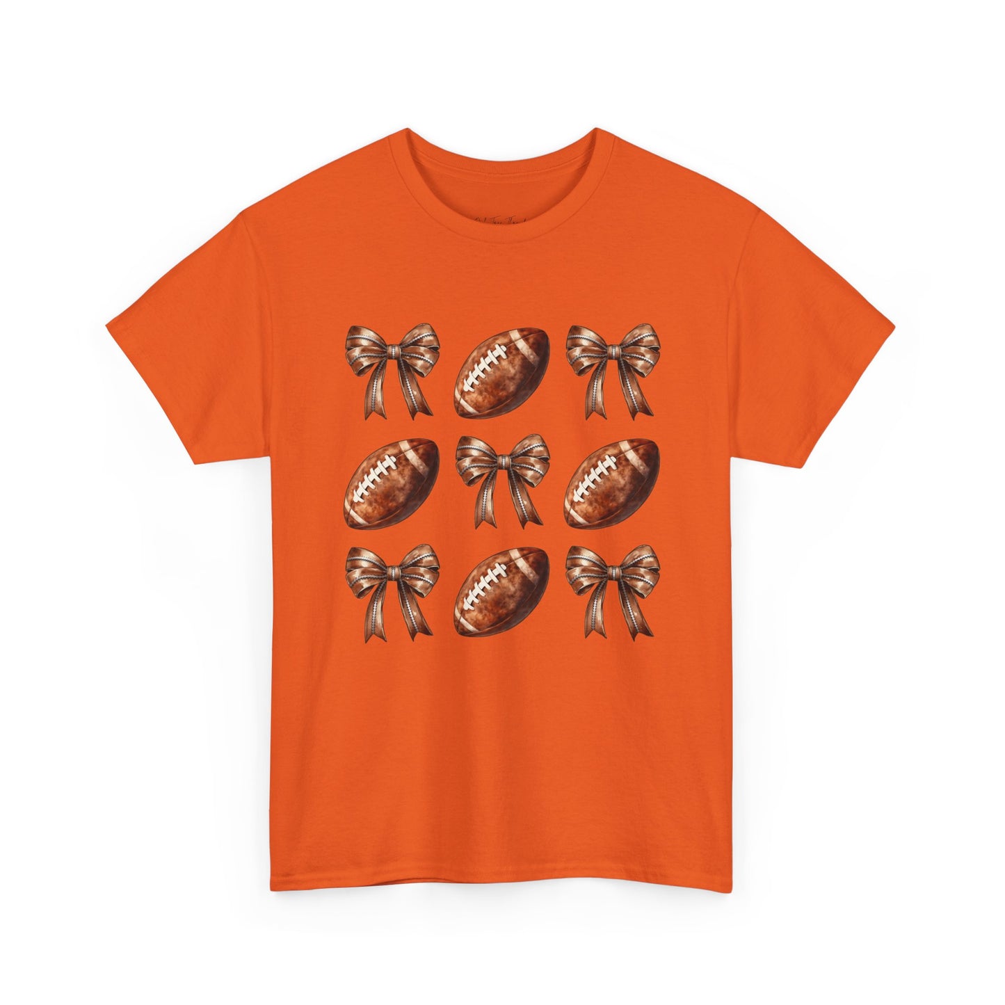 Football & Bows Tee — Cute Game Day Shirt for Fans & Moms