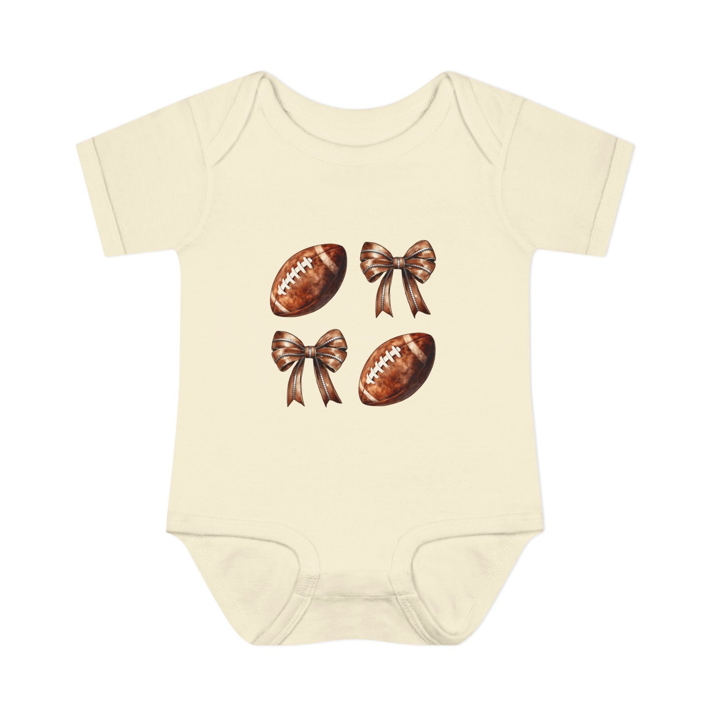 Baby Bodysuit — Football & Bow Pattern Infant Onesie (Cute Game Day Outfit)
