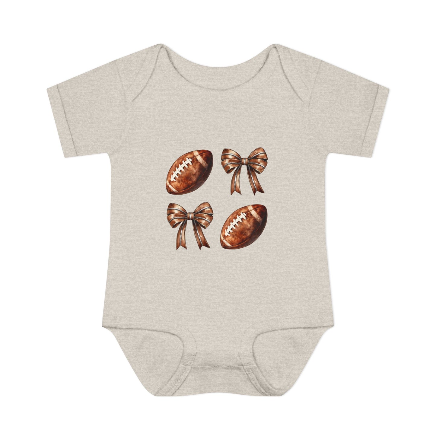 Baby Bodysuit — Football & Bow Pattern Infant Onesie (Cute Game Day Outfit)