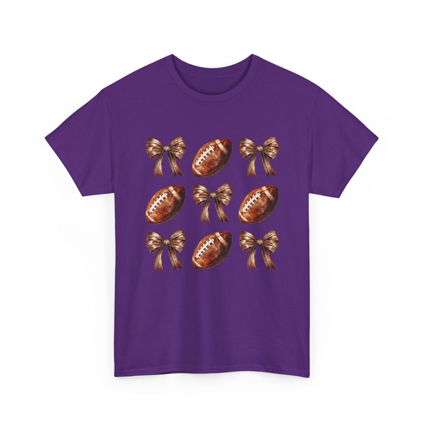 Football & Bows Tee — Cute Game Day Shirt for Fans & Moms