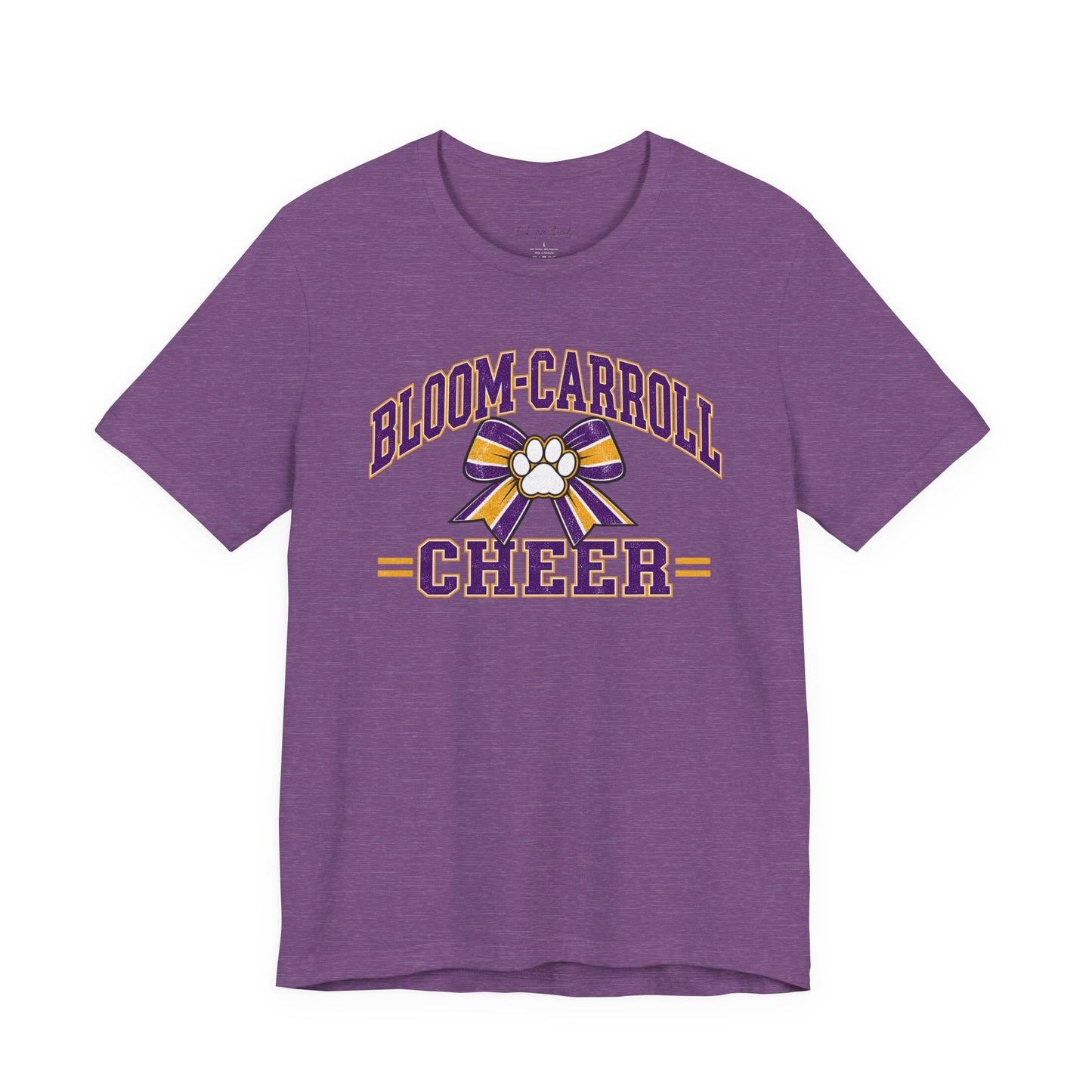 Bloom-Carroll Cheer T-Shirt — Purple & Gold Bow Spirit Tee