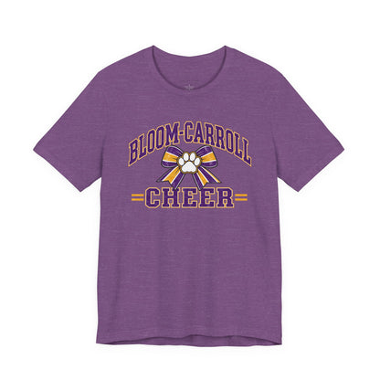 Bloom-Carroll Cheer T-Shirt — Purple & Gold Bow Spirit Tee