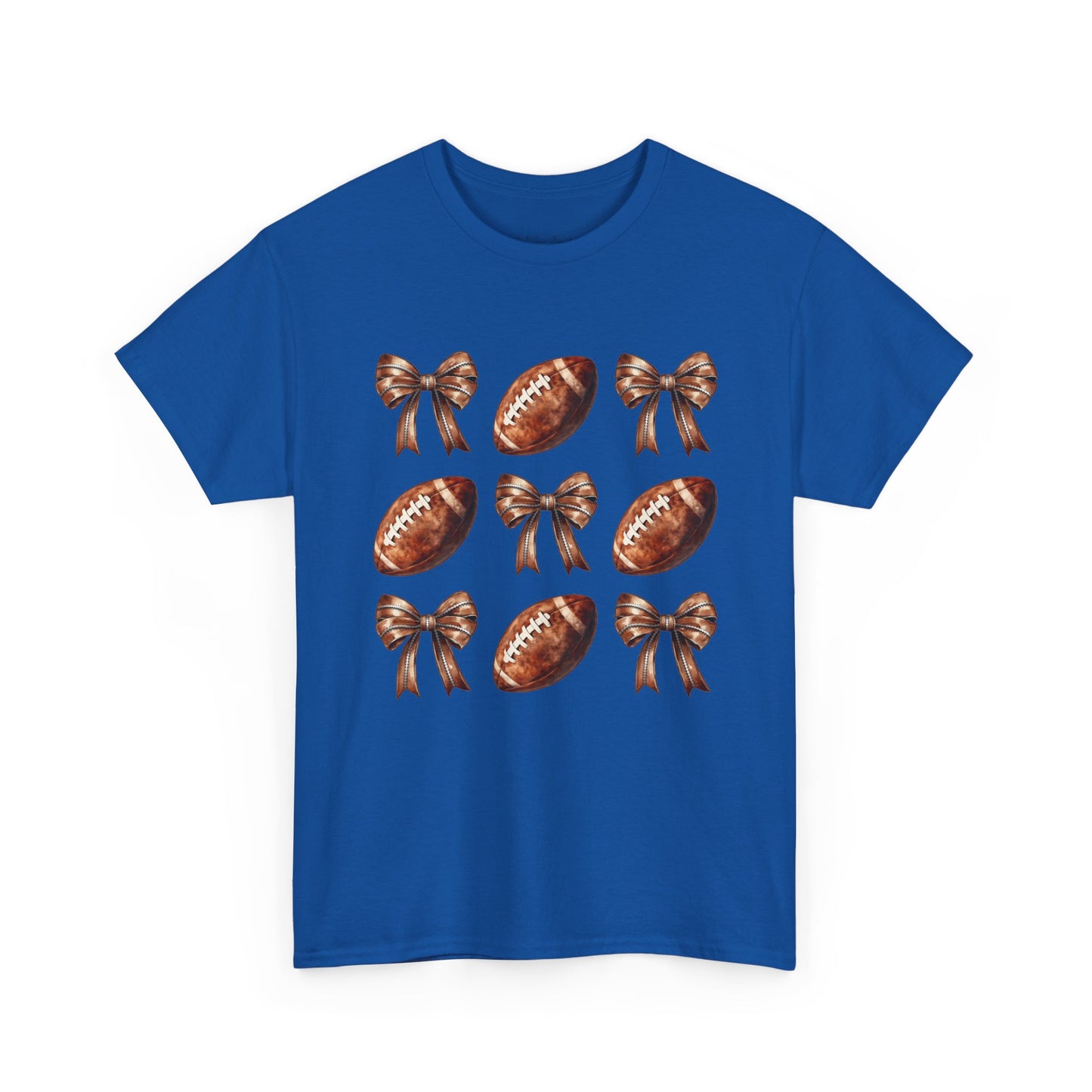 Football & Bows Tee — Cute Game Day Shirt for Fans & Moms