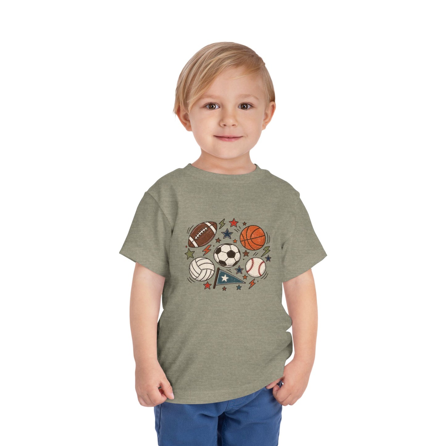 Toddler Sports Balls Tee — Cute Soccer, Football, Basketball & Baseball Graphic Shirt