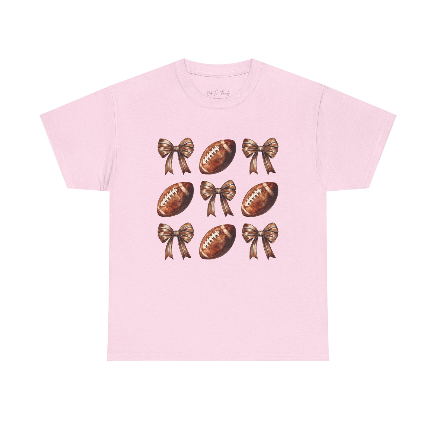 Football & Bows Tee — Cute Game Day Shirt for Fans & Moms