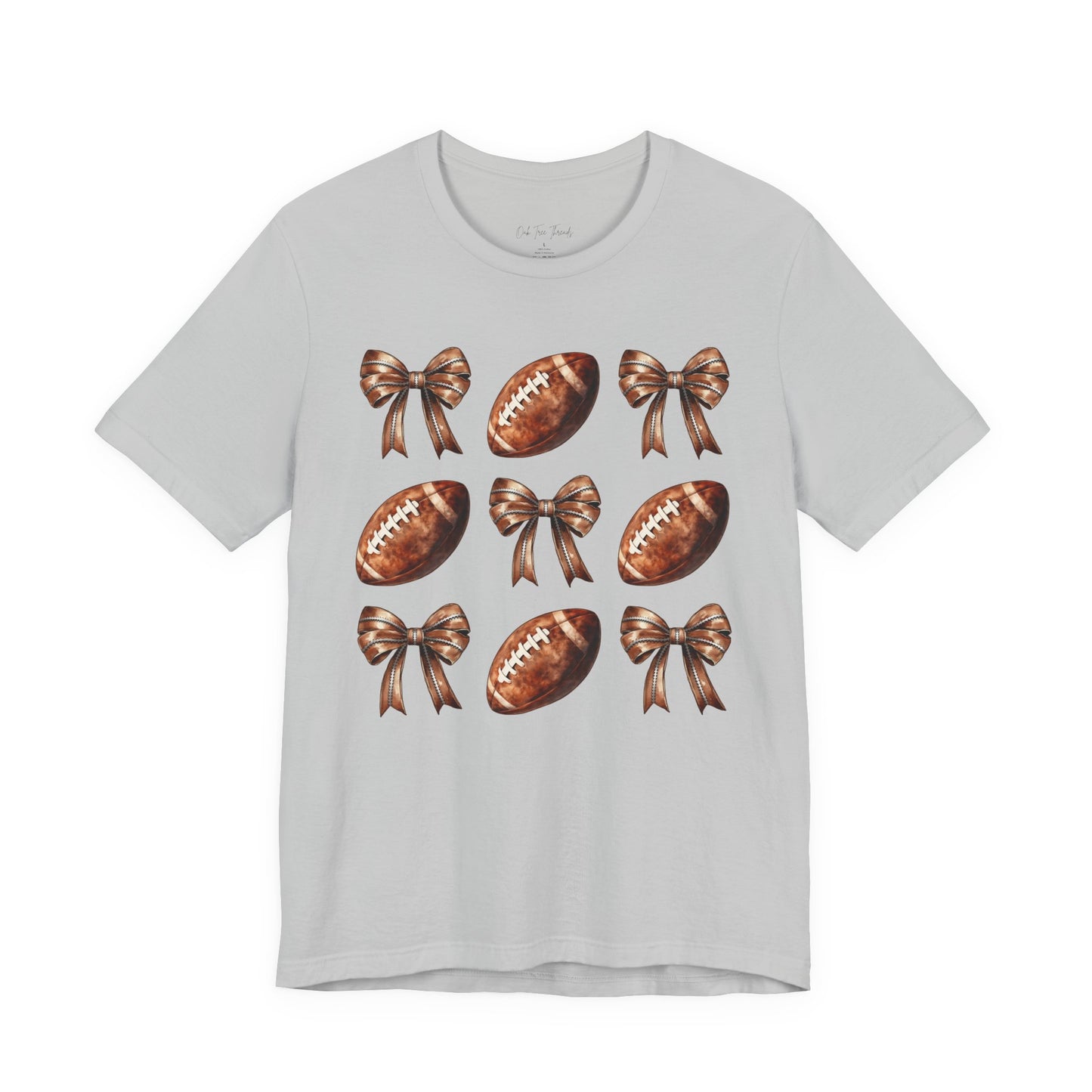 Football & Bows Tee — Cute Game Day Shirt for Fans & Moms