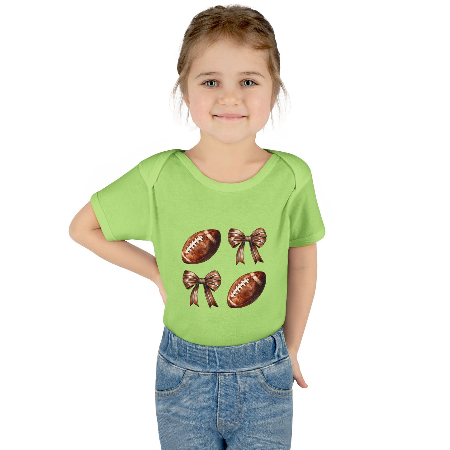 Baby Bodysuit — Football & Bow Pattern Infant Onesie (Cute Game Day Outfit)