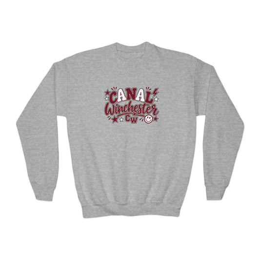 Canal Winchester Youth Crewneck Sweatshirt — Retro Stars Design