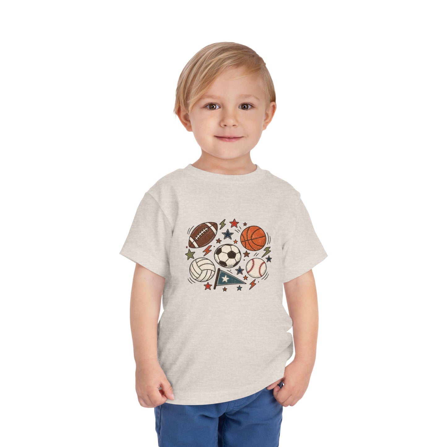 Toddler Sports Balls Tee — Cute Soccer, Football, Basketball & Baseball Graphic Shirt